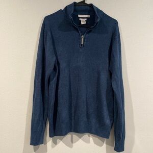 Blue Geoffrey Beene Turtleneck Sweater with Quarter Zip - Soft - Size Large